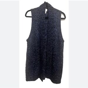 Chico's Navy Blue Sleeveless Open Front Cardigan Sweater Size 1